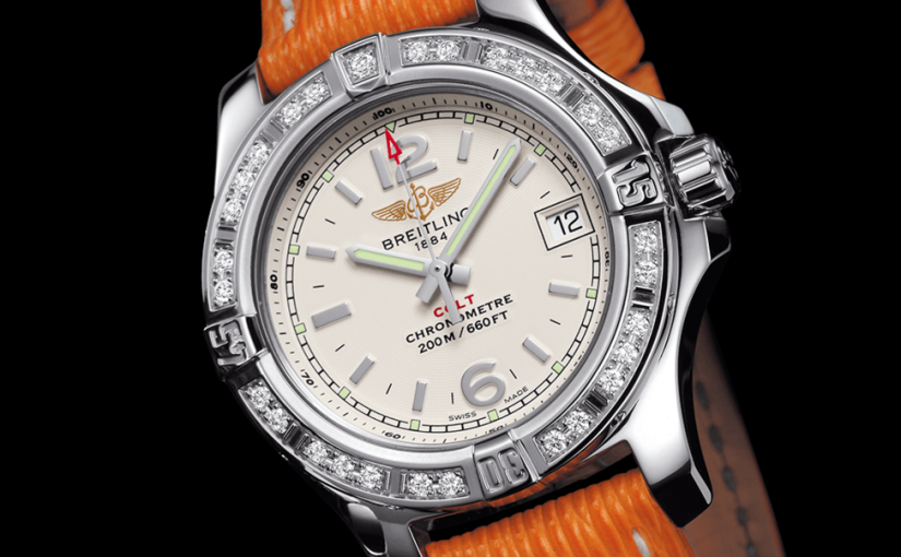 UK Orange Leather Straps Breitling Colt Replica Watches