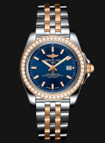 UK 32MM Steel And Rose Gold Cases Breitling Galactic Knockoff Watches For Noble Ladies