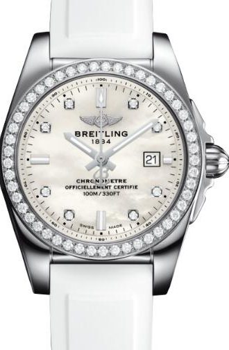 White Rubber Straps UK Breitling Galactic Fake Watches For Modern Ladies