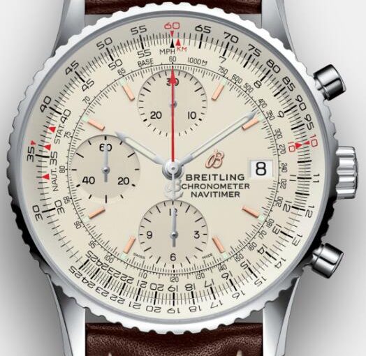 41MM UK Breitling Navitimer Chronograph Knockoff Watches With Brown Leather Straps