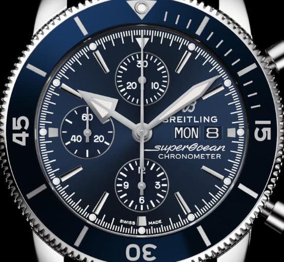 All Blue UK Breitling Superocean Heritage II Chronograph Knockoff Watches For Modern Men