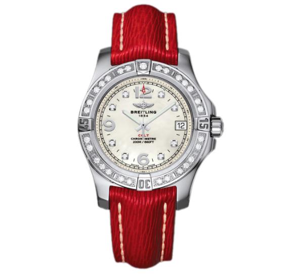 The red leather straps copy watches have white dials.
