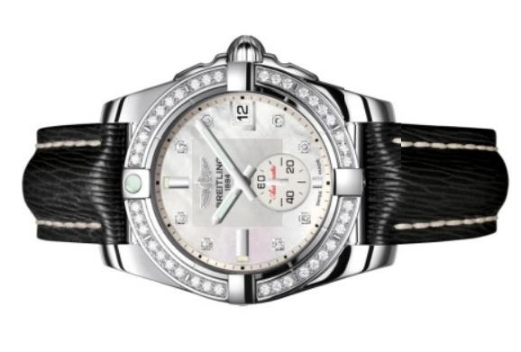 The white dial fake watch is decorated with diamonds.