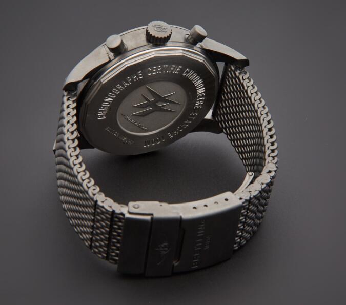 The 46mm fake watch is made from black steel.
